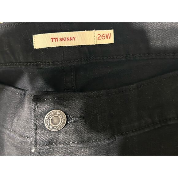 Levis 711 Skinny Jeans Womens Size 26W Black High Rise Sculpt Hypersoft Stretch - Picture 10 of 11